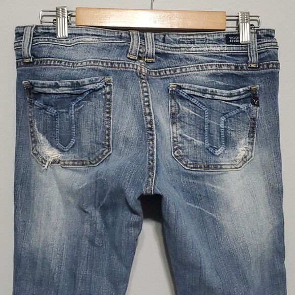Vigoss Studio jeans women's size 7 / 8 blue The Ritz cropped skinny holes - Picture 11 of 16